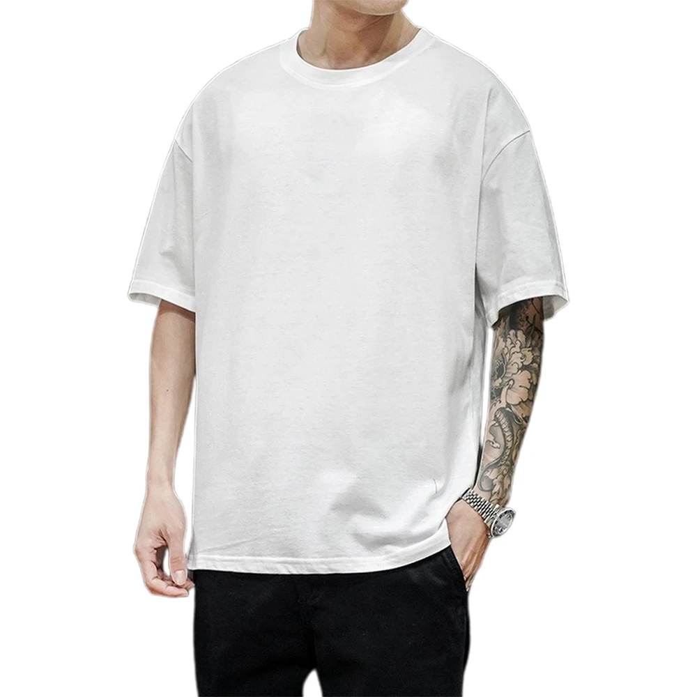 

Футболка мужская с круглым вырезом, тенниска свободного покроя с короткими рукавами, повседневная майка, Однотонная рубашка, 13 цветов, лето ...