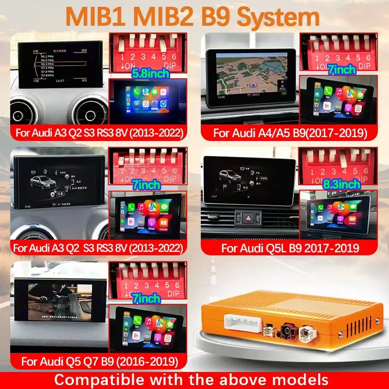 

Szay AUTO НОВЫЙ беспроводной интерфейс CarPlay Android для Audi A3 S3 8V A4 B9 A5 Q2 Q7 Q5L MIB AirPlay мультимедийная камера Mirror Link