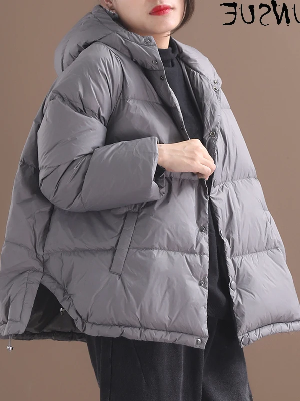 Women White Duck Down Jacket 2023 Korean Oversized Autumn Winter Coat Women Hooded Puffer Jacket Femme Parkas KJ5758