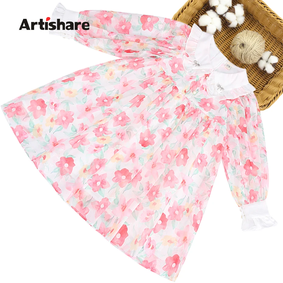 Детское платье с цветочным принтом на возраст 6-14 лет