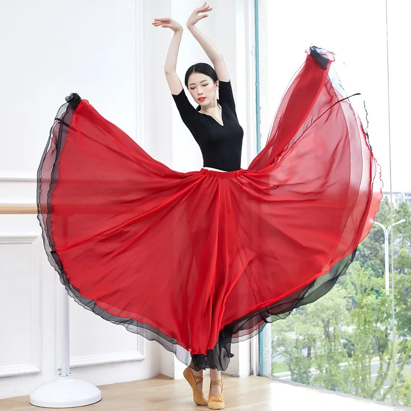 

Платье для классических танцев, женское элегантное платье для современных танцев, платье для тренировок, платье для выступлений, длинное синьцзянское платье для народных танцев с широкой юбкой