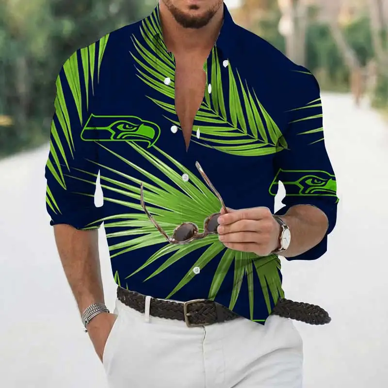 Hot Selling European and American Men's Shirts Casual Long-sleeved Hawaiian 3D Printed Shirts Street Style Men's Clothing