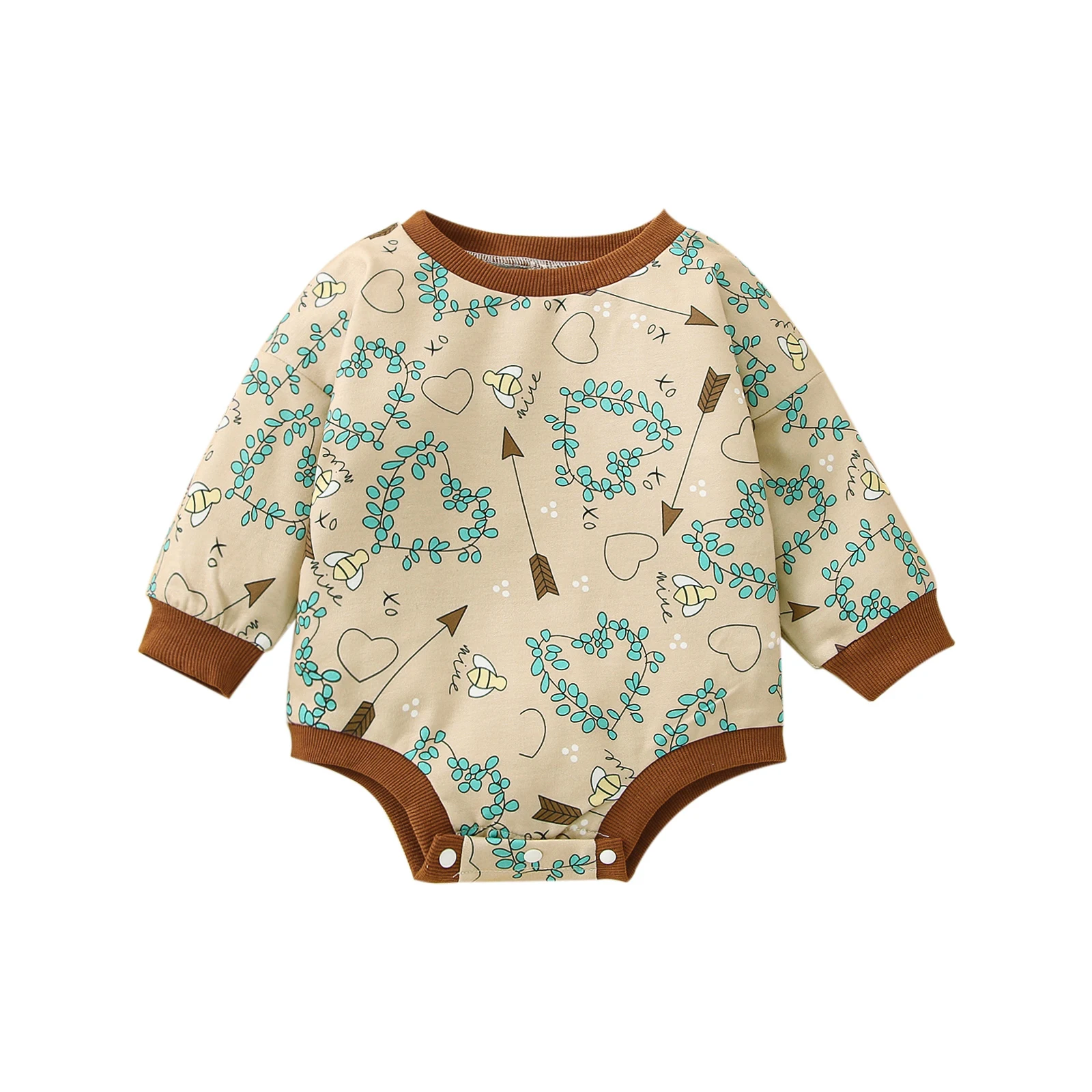 

Newborn Toddler Baby Boys Girls Romper Heart Print Long Sleeve Crew Neck Bodysuit Spring Autumn Casual Jumpsuit 0-24 Months