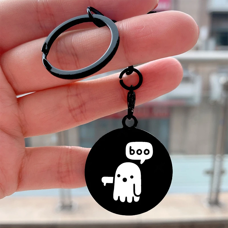

Fashion Ghost Of Disapproval Cool Key Tag Motorcycles Cars Backpack Chaveiro Keychain For Friends Key Ring Gifts Accessories