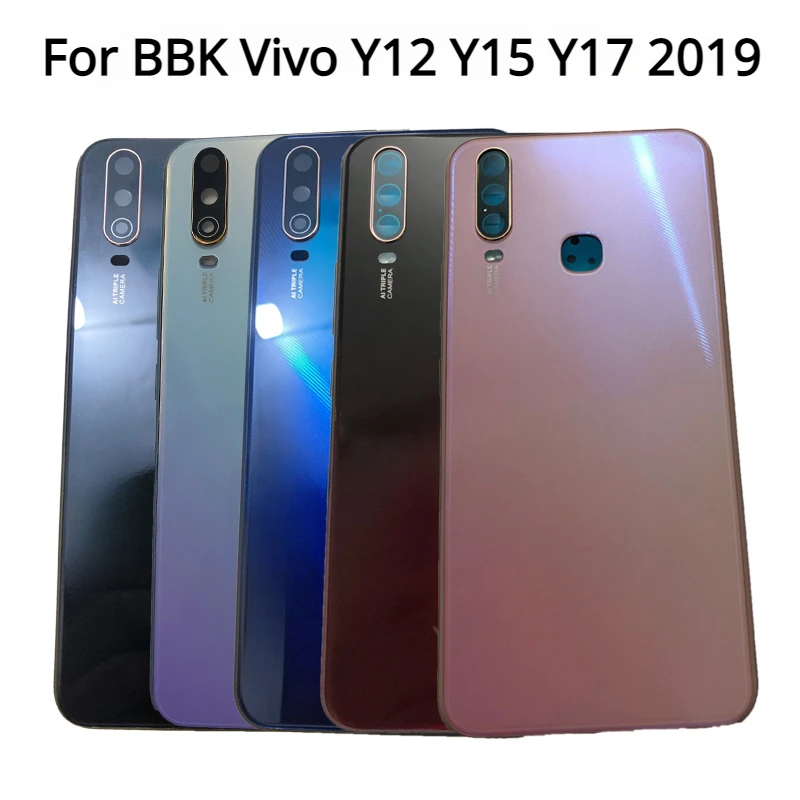 

New Back Cover For BBK Vivo Y12 Y15 Y17 2019 Battery Cover Rear Door Housing Case Repair parts with Camera lens+Side Keys