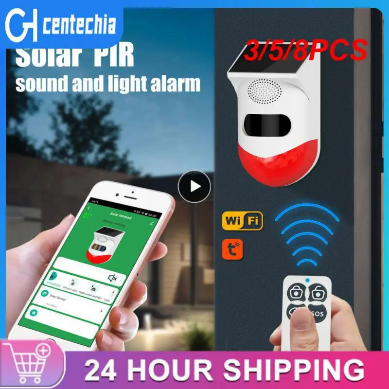 

3/5/8PCS 120db Remote Control Wireless Solar Powered Siren Alarm Sound-light Alarm Smart Tuya Pir Infrared Alarm