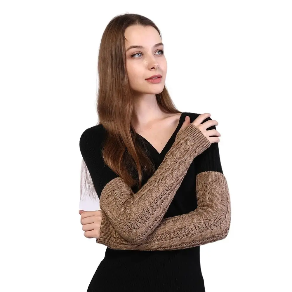 

Riding Cycling Warm Winter Fashion Twist Woolen Arm Warmers Fingerless Mittens Knitted Gloves Women Arm Sleeve