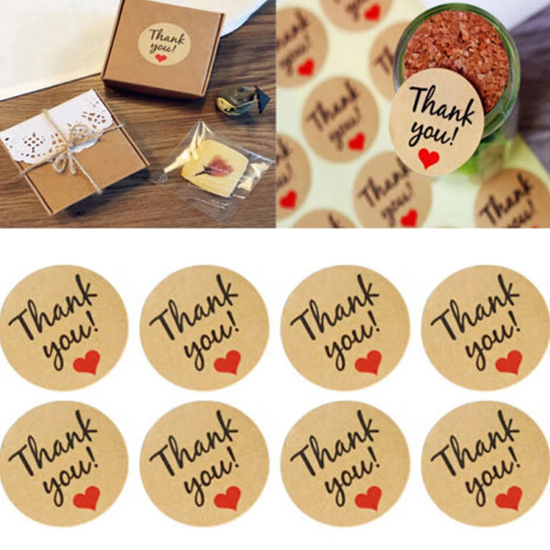 

60 звёзд, круглые натуральные крафтовые наклейки ручной работы с надписью «Thank You», наклейки для свадебного украшения, декоративные наклейки ...