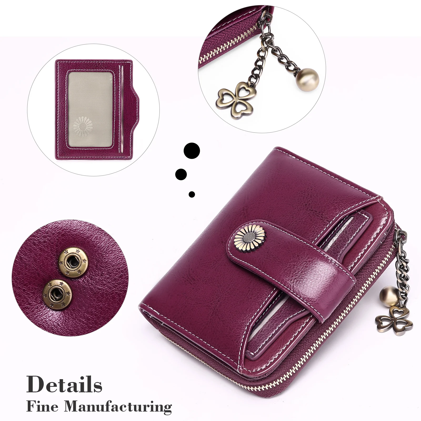 2023 Fashion Women's Coin Purse Wallet RFID Blocking Female Leather Wallet Zipper Card Holder ID Money Bag Wallet For Girls