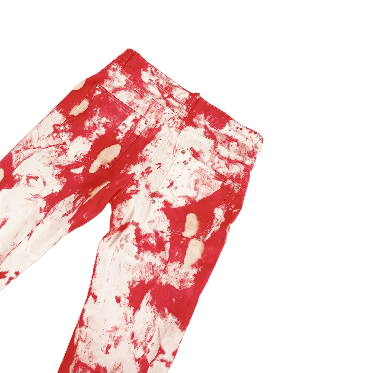 Original street fashion hip-hop rock personality tie-dye hair ink rivets stitching straight jeans for men and women