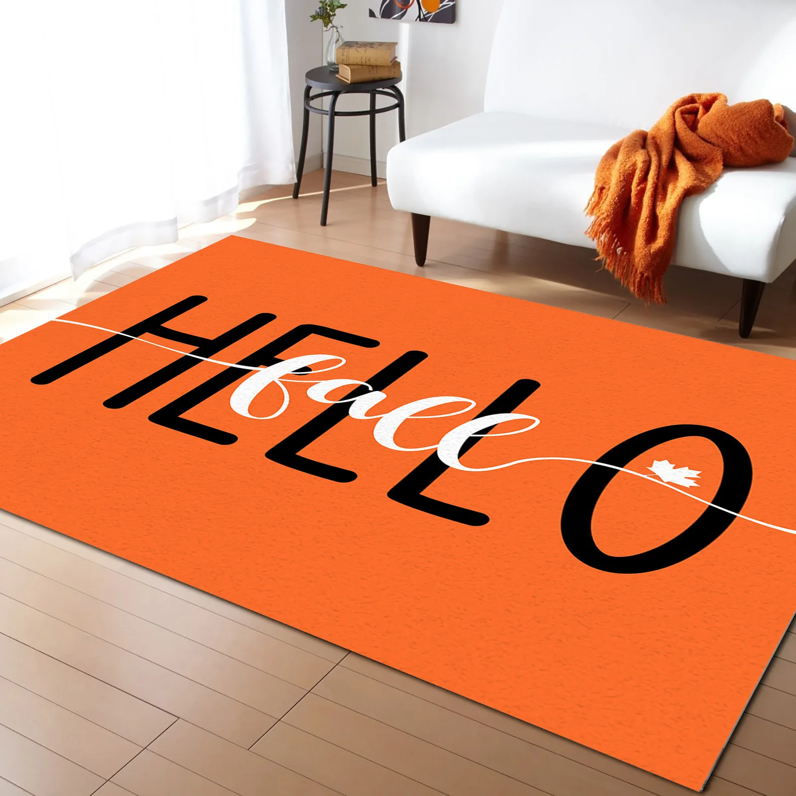 

Осенние оранжевые ковры Hello для гостиной, уборной, напольный коврик, детские коврики для спальни, гостиничный уличный коврик с принтом