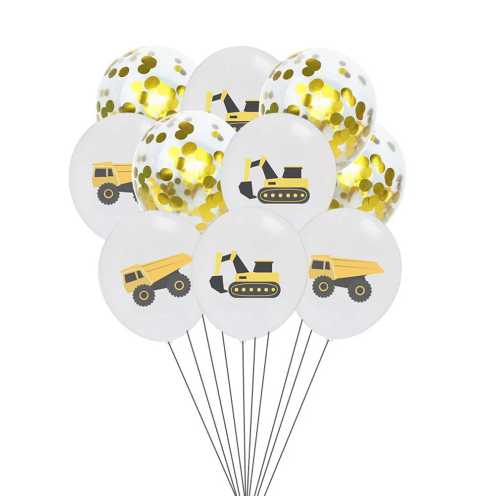 

20 12 Inch Balloons Set Colored Excavator Truck Printing Balloons Aluminum Film Sequin Balloon Set Birthday