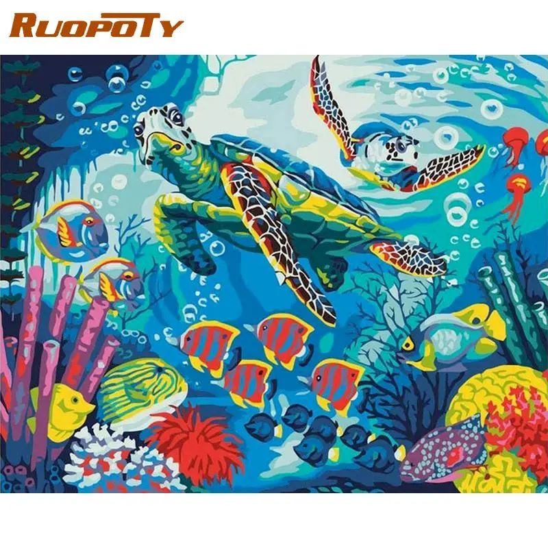 

RUOPOTY Picture By Number Animals Kits DIY Unique Gift Painting By Number For audlt and child On Canvas HandPainted Home Decor A