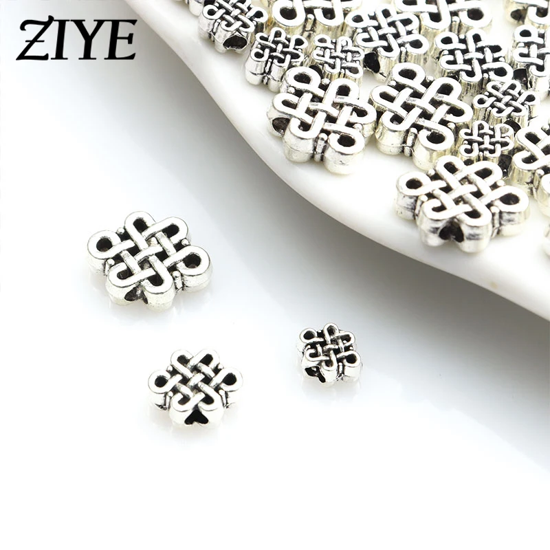

10/20/40pcs Chinese Knot Spacer Beads Charms Antique Silver Color Chinese Style Loose Beads Handmade Making DIY Jewelry Bracelet