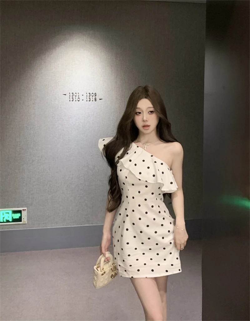 Женская одежда 2025 года женские белые топы в горошек с оборками во французском