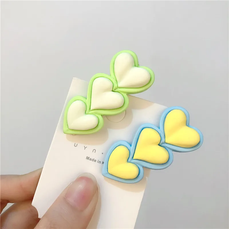 

5pc Lovely Bright Color Heart Hairpin Hair Claws Clips for Girls Kids Children Crab Headband Korean Hair Accessories Wholesale