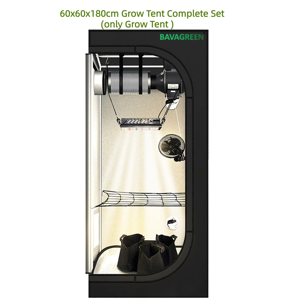 BAVAGREEN Preminum 1680D Diamond Oxford Canvas Grow Tent 60x60x180cm Прочная молния для комнаты для выращивания комнатных растений в саду Набор для выращивания (art.: 3920d45e4aa92) - 3920d45e4aa92