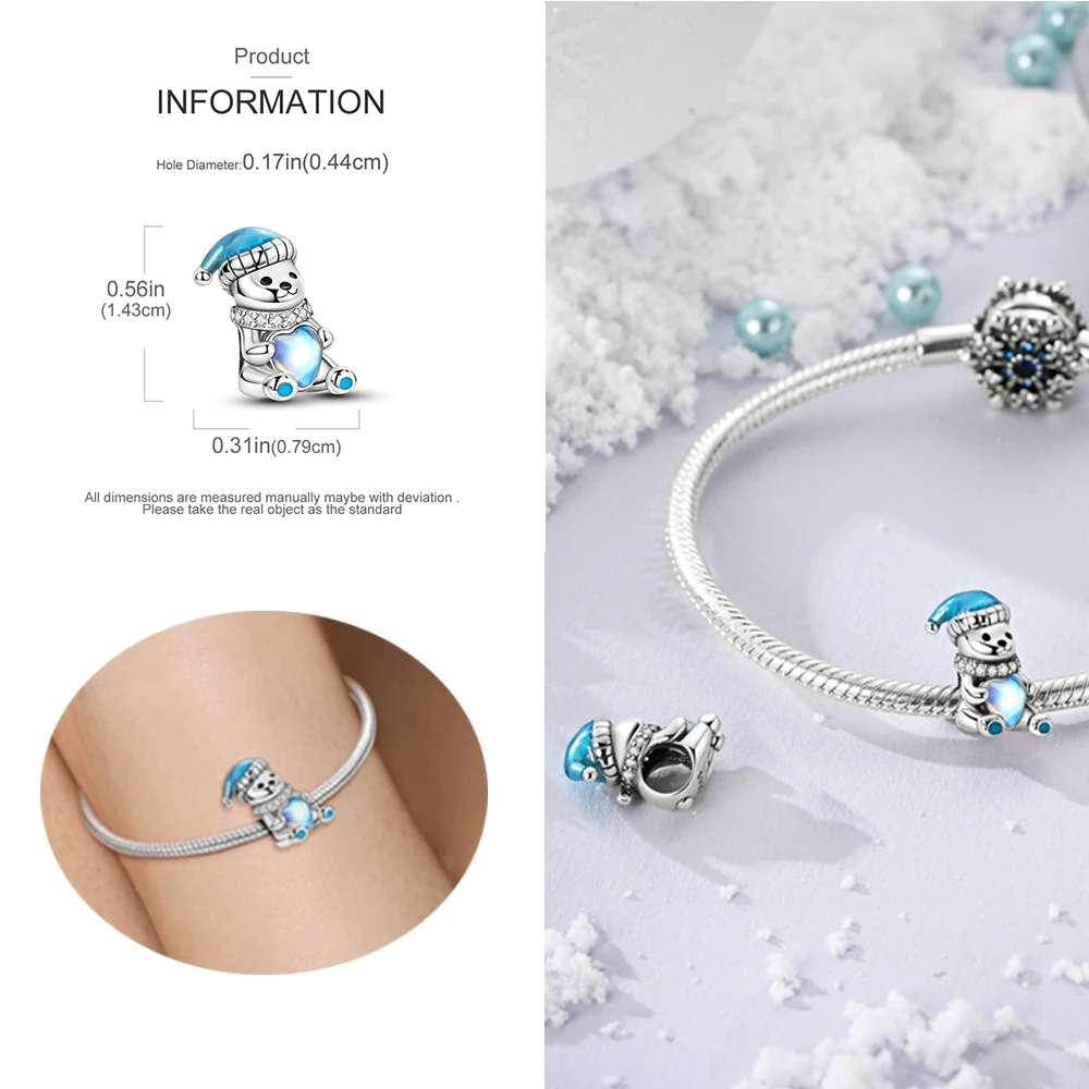 Стерлингового серебра 925 пробы лыжный пингвин снеговик положительный медведь и