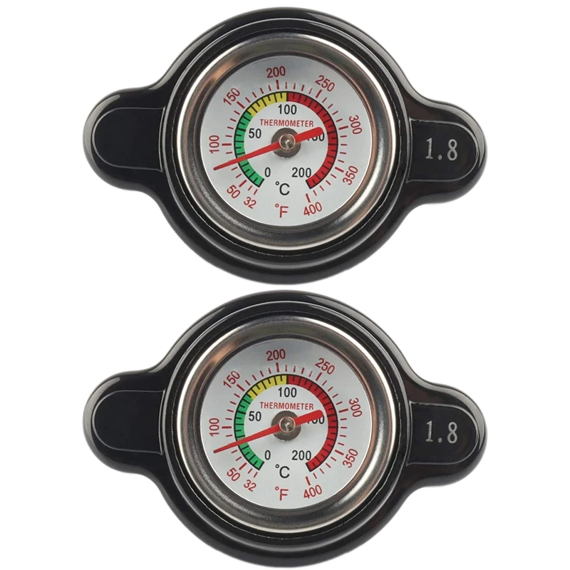 

2X High Pressure Radiator Cap With Temperature Gauge, 1.8 Bar Radiator Cap 25.6Psi For Honda, Kawasaki, Suzuki, Yamaha