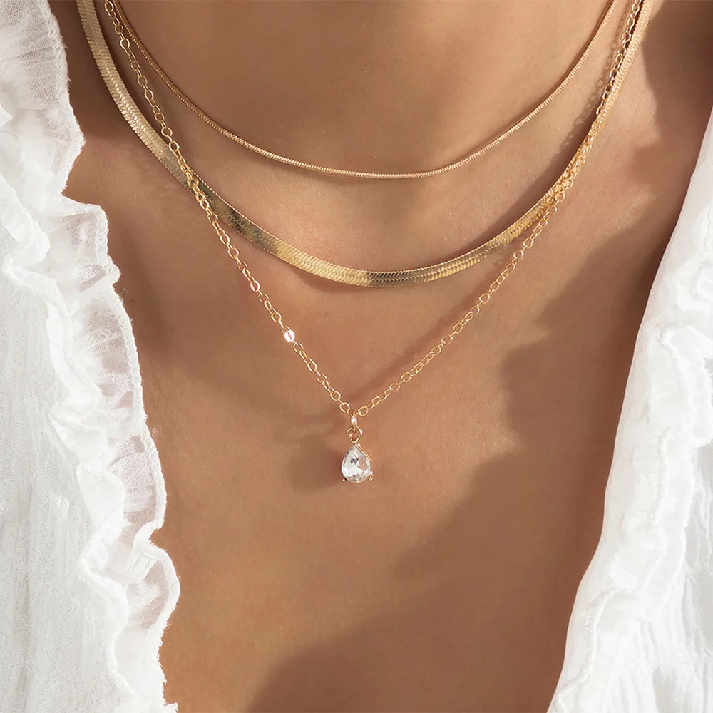 цепочка на шею женская бижутерия подвеска на шею ожерелье подарок на 8марта кулоны и подвески бижутерия 2022 Женское Ожерелье-цепочка с подвескойв виде капли