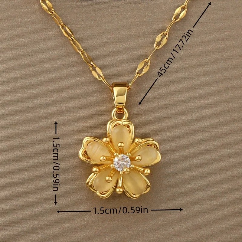 Колье с подвеской в виде цветка пятью лепестками вращающееся на 360 ° подарок день