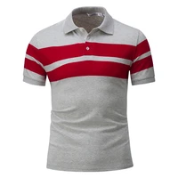 fashionablehandsome high quality cotton versatile wide stripe short sleeve polo shirt european and american simple mens wear