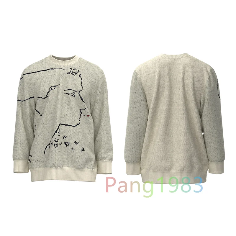 

Мужской и женский свитер с круглым вырезом, в стиле оверсайз