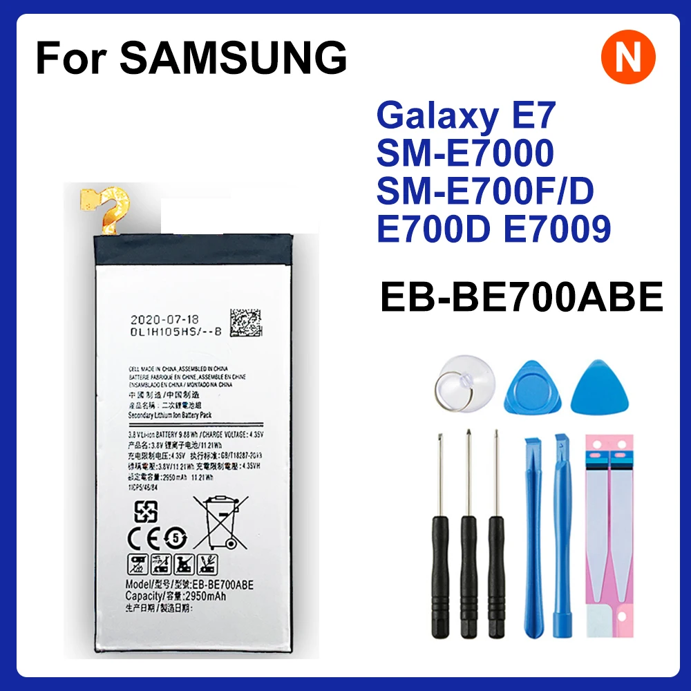 

SAMSUNG Orginal EB-BE700ABE Replacement 2950mAh Battery For Samsung Galaxy E7 SM-E7000 SM-E700F/D E700D E7009 Batteries+Tools