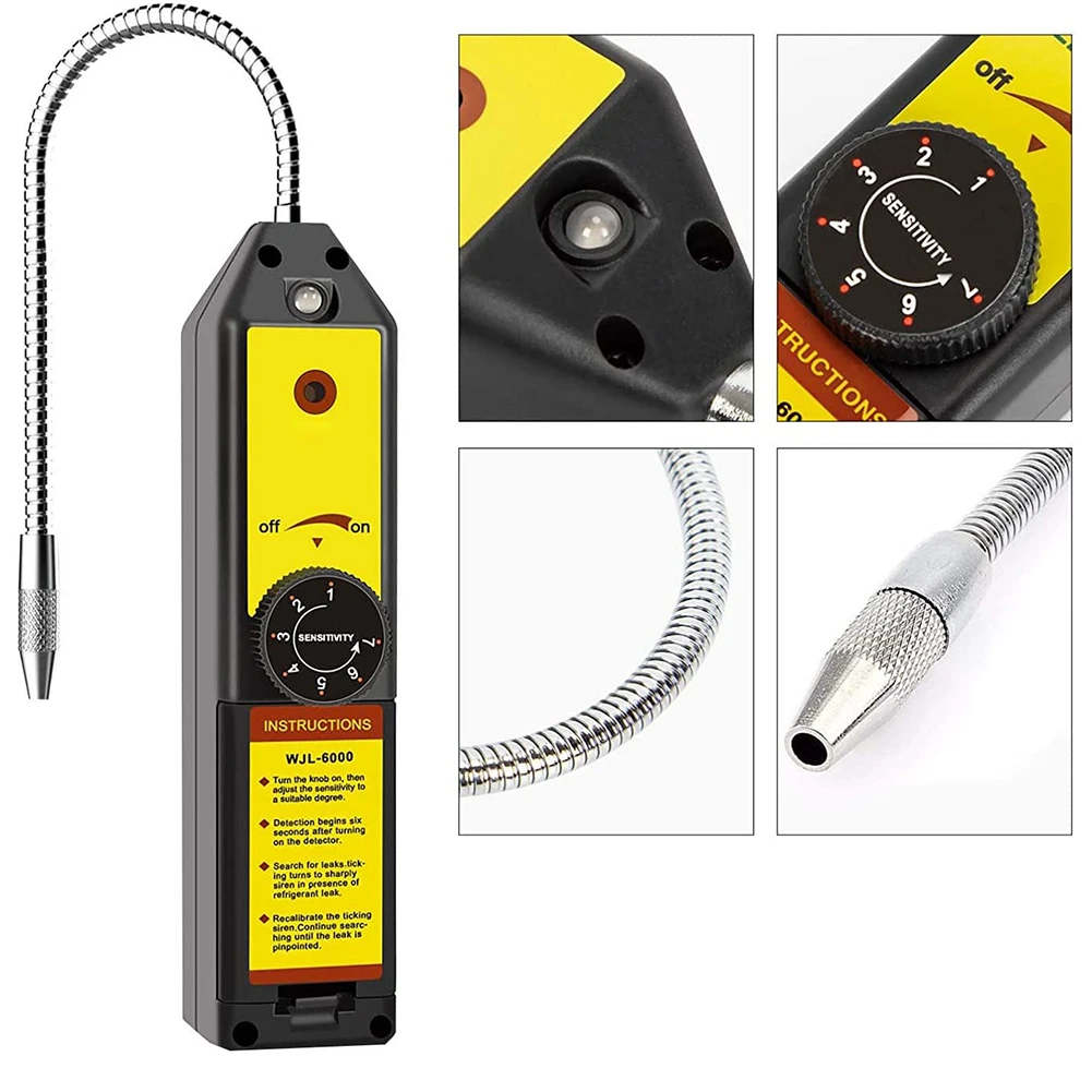 

WJL-6000 Freon Leak Detector Halogen Leak Detector Refrigerant Gas HVAC Air Conditioner Tester Tool R22 R134A CFCs HCFCs HFCs