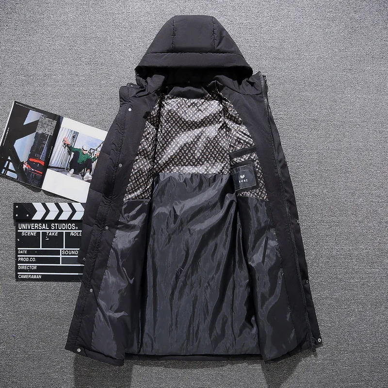 Men's Winter Thickened Down Jacket Warm Down Outwear Coat 2022 New Male Fashion Long White Duck Hooded Down Parkas Plus Size