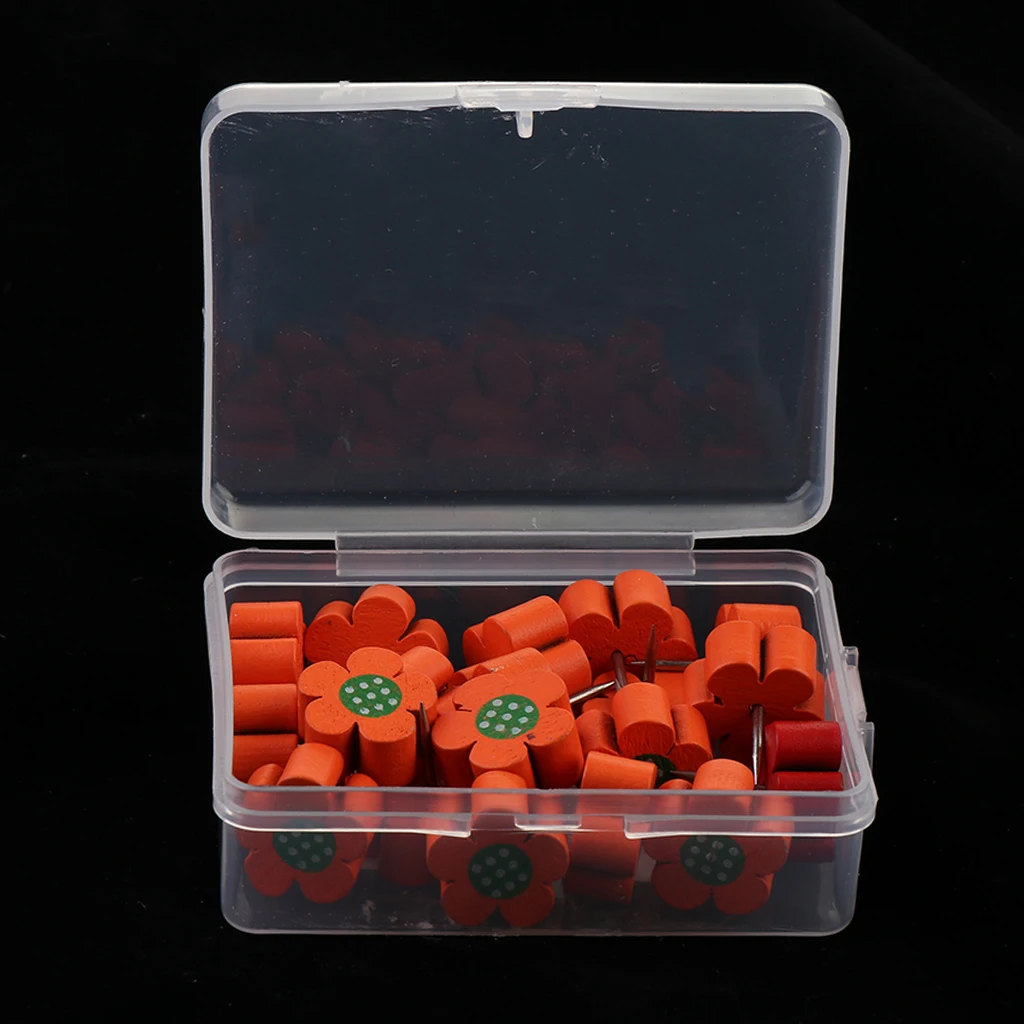 

20pcs Wood Push Pins Flower Thumb Tacks Decorative For Cork Boards Decor.