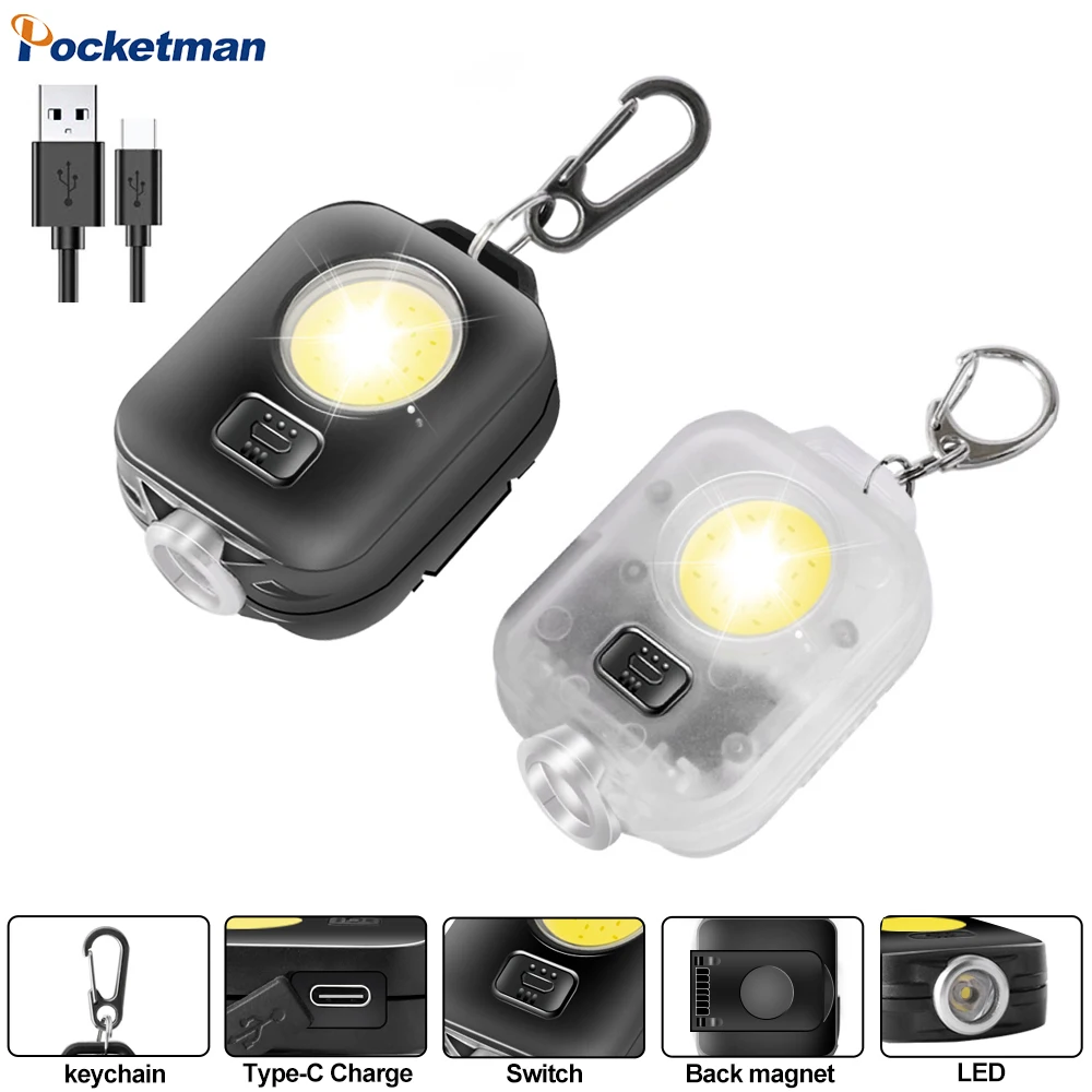 

Ultra Bright Mini COB Torch Light LED Keychain Flashlight Magnetic Rechargeable Outdoor Emergency Work Lamps Built-in Battery