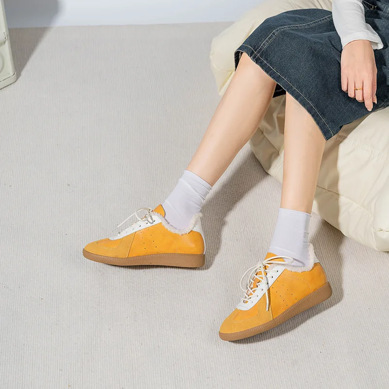 2024 зимние немецкие тренировочные женские повседневные теплые туфли из овчины на