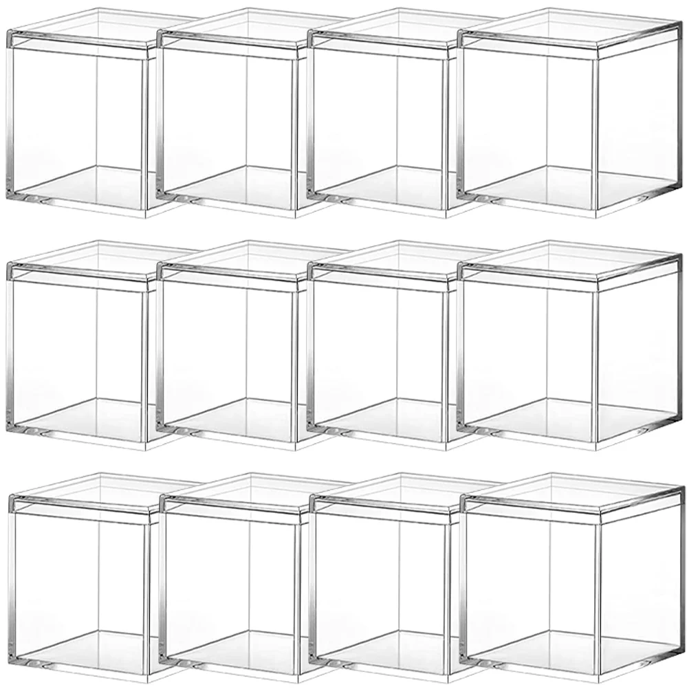 

12pcs Decorative Transparent Square Cube Clear Box With Lid Gift Packing Box Clear Boxes For Favors