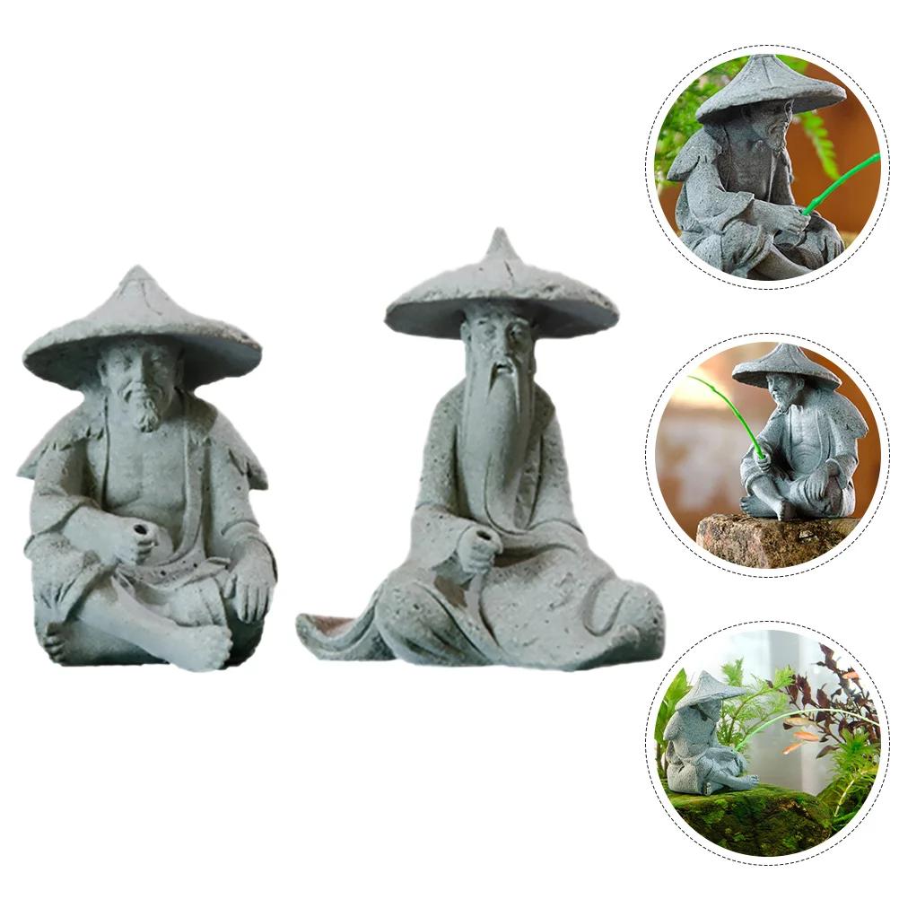 

2 Pcs Micro Landscape Flower Garden Decorations Aquarium Ornaments Fish Tank Bonsai Decors Adornments Resin