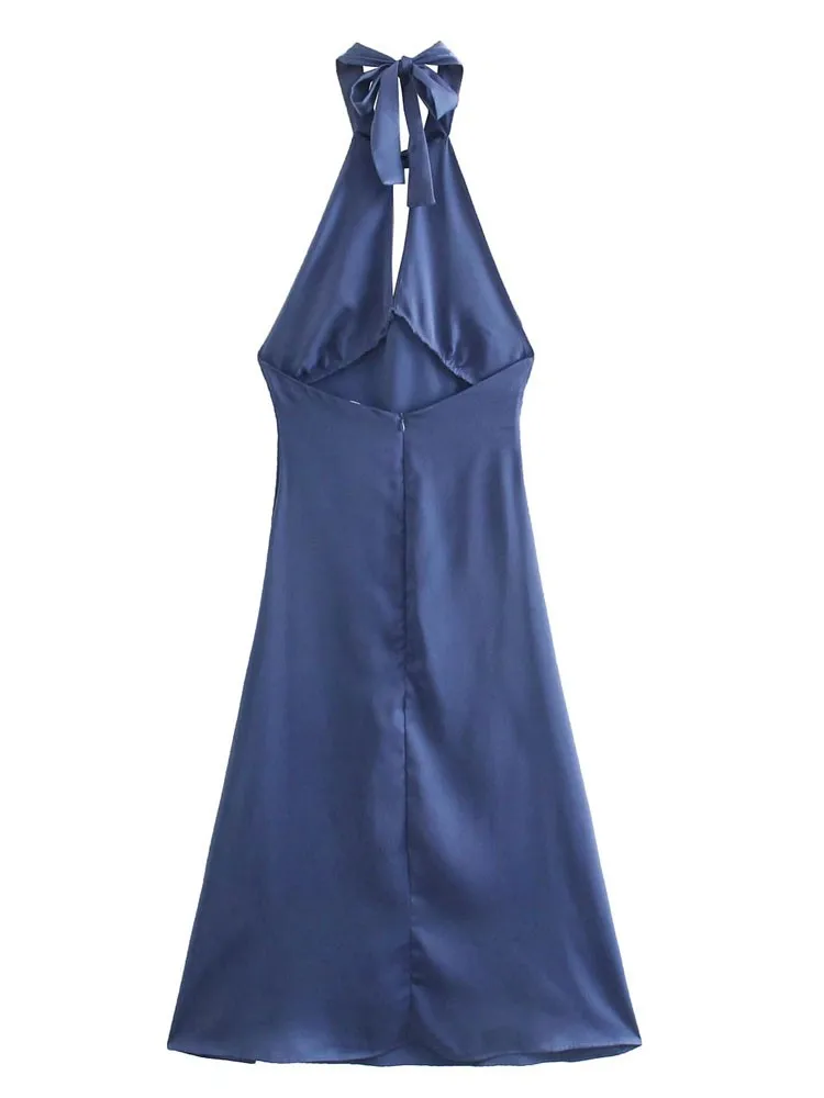 Женское длинное платье на бретельках повседневное однотонное с высокой талией и