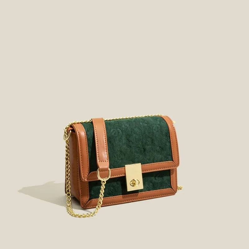 

Модная сумка-мессенджер Maxdutti на цепочке, кожаная сумка на одно плечо для женщин 2022 SS Ins ретро Лоскутная Повседневная дорожная сумка для подм...