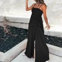 summer jumpsuit stylish straight pants backless frill pleated summer jumpsuit party clothes lady jumpsuit romper