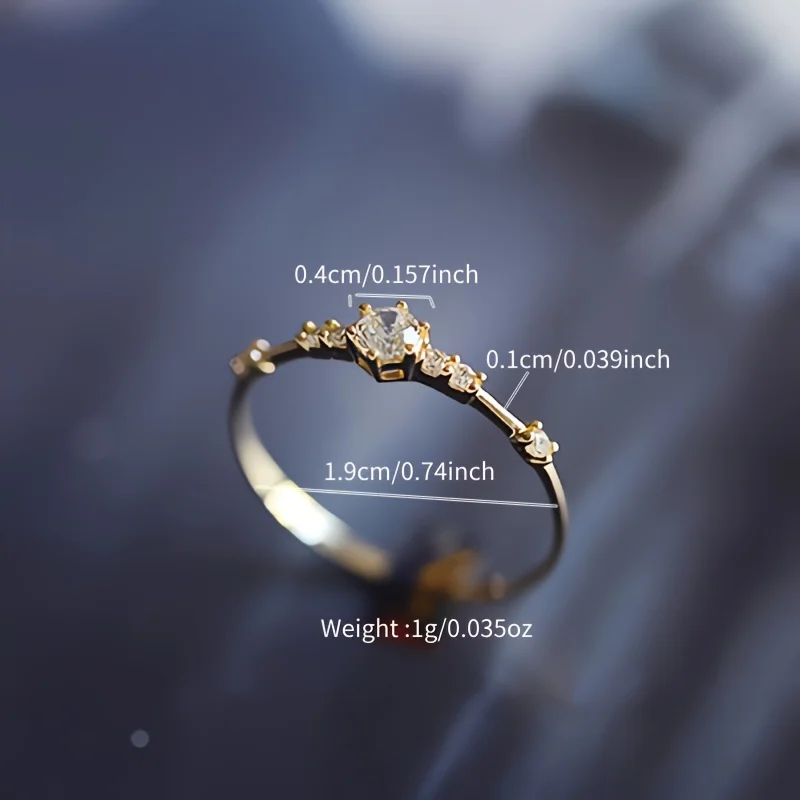 Женское Серебряное Кольцо С Покрытием 14 Карат Сверкающим Кубическим Цирконием