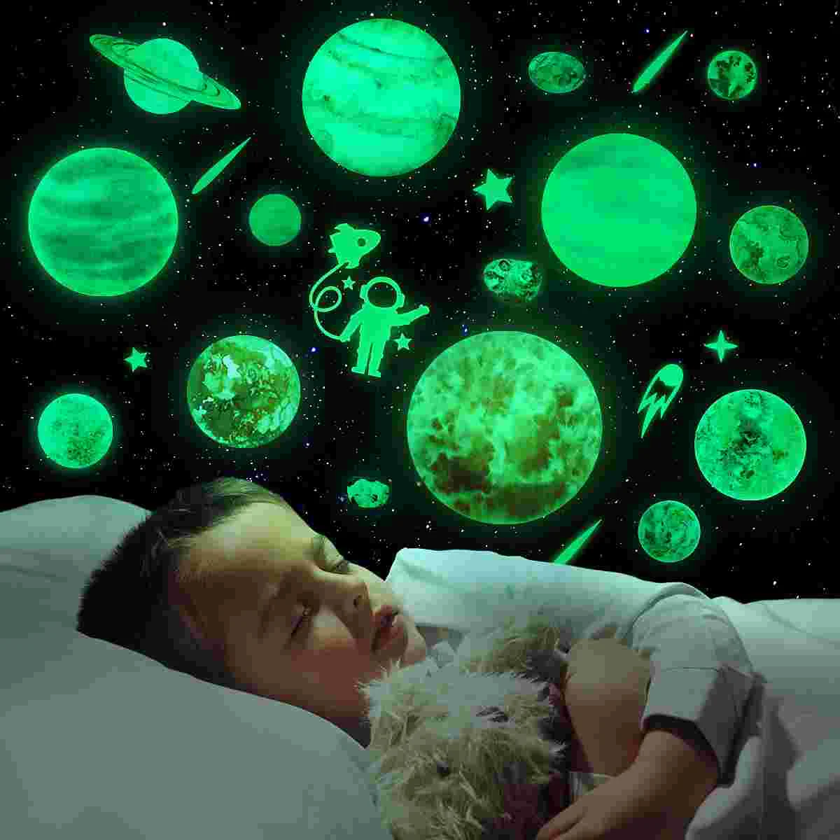 

Sticker Sheets Kids Glow The Dark Planet Stickers Decorate Glow The Dark Moon Planet Wall Decal Child Home decor