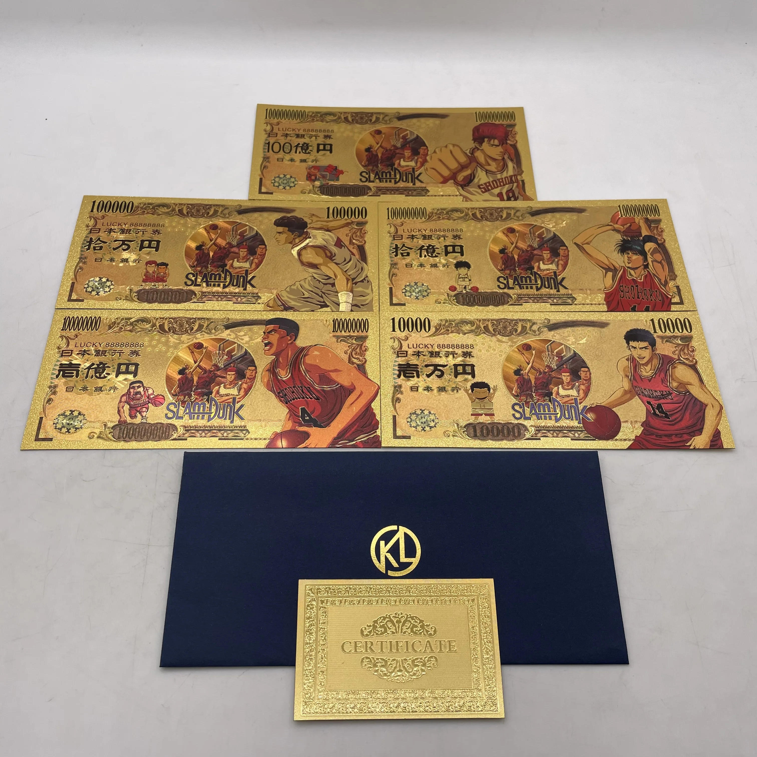 

Latest Japan basketball Anime SLAM DUNK 10000 Yen Gold Banknotes Classic Childhood Memory Souvenir Collection