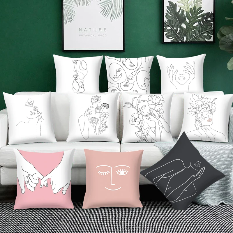 

Nordic Abstract Geometric Pillowcase Polyester Print Cushion Cover Home Decor Ornament Sofa Office Chair Car Cushion Cover 60*60