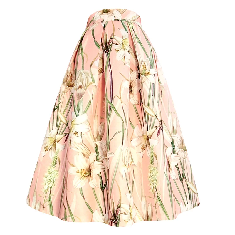 Женская длинная юбка миди элегантная винтажная красная с цветочной вышивкой и