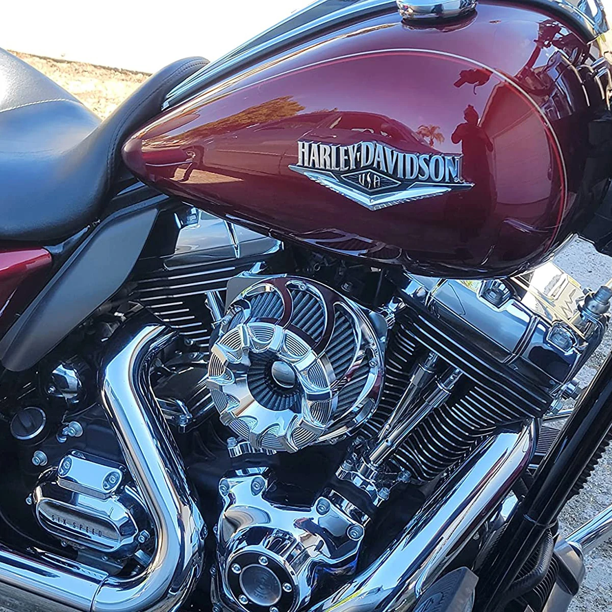 Chromed/black Gray CNC cut air cleaner AIR intake filter breather Fit For 08-16 FLHTC Electra Glide Classic