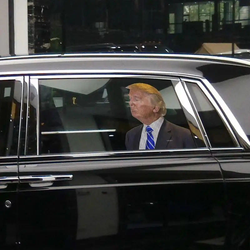 Забавная наклейка для автомобиля из ПВХ на окно лицо Трампа легко снимается