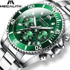 MEGALITH Reloj Hombre 2021 модные повседневные часы мужские водонепроницаемые аналоговые 24 часовые кварцевые часы спортивные мужские часы с хронографом