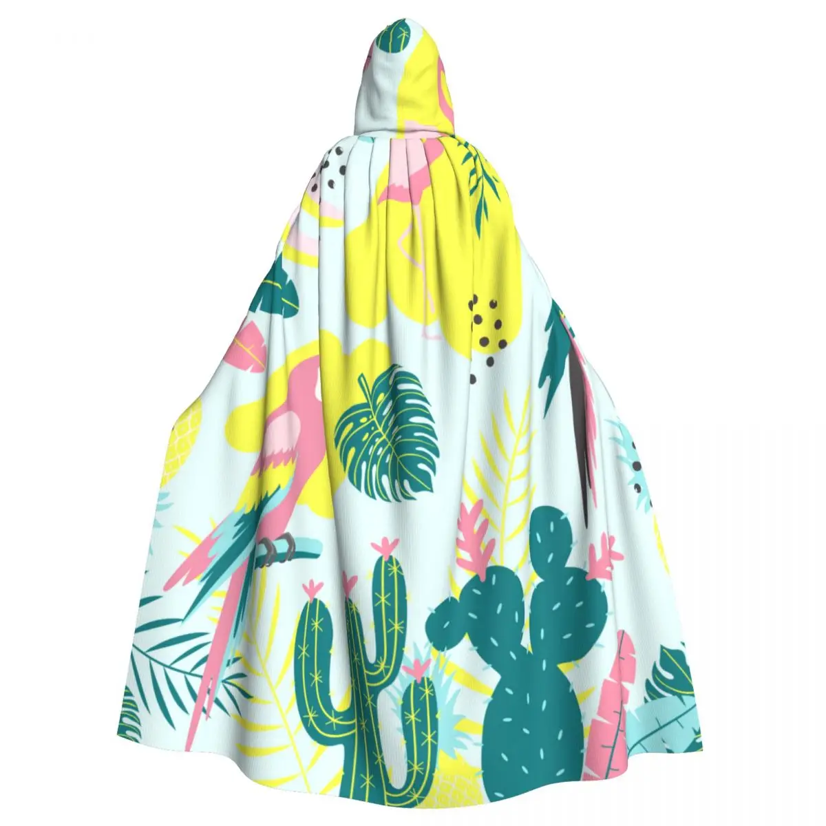 

Tropical Toucan Flamingos Parrot Cactuses And Exotic Leaves Unisex Witch Party Reversible Hooded Adult Vampires Cape Cloak