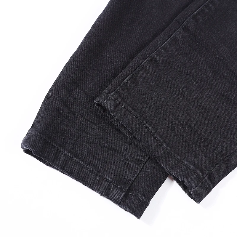 Street Fashion Men Jeans Retro Black Gray Elastic Stretch Skinny Ripped Jeans Men Patched Designer Hip Hop Brand Pants Hombre