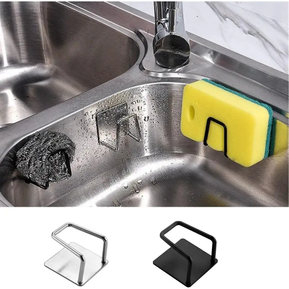 

Kitchen Stainless Steel Sink Sponges Holder Self Adhesive Drain Drying Rack Kitchen Wall Hooks Accessories Storage Organizer