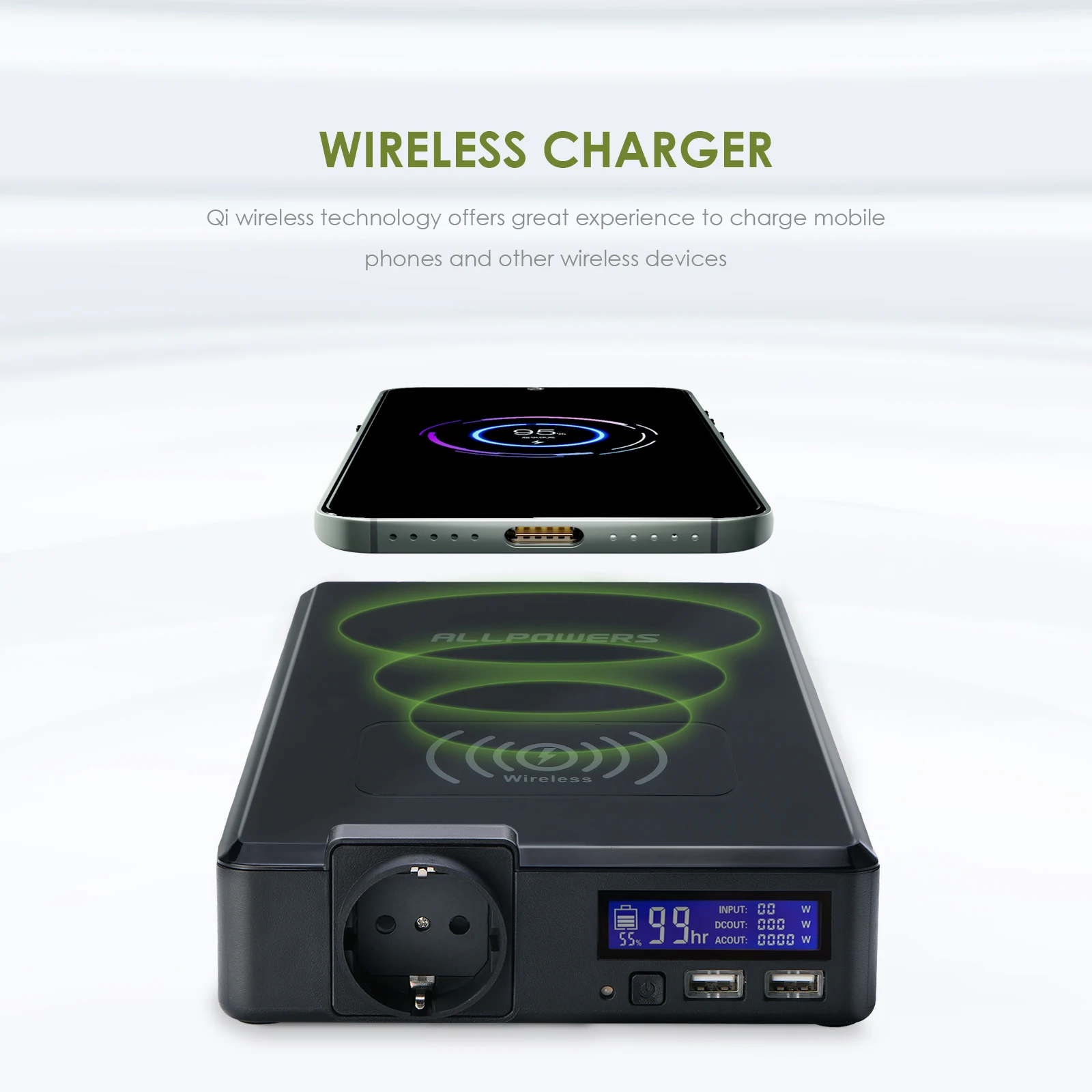 Cena ALLPOWERS 200W Przenośna Elektrownia 154Wh/41600mAh Solarny Powerbank Zasilanie Awaryjne Z Bezprzewodową ładowarką Na Zewnątrz
